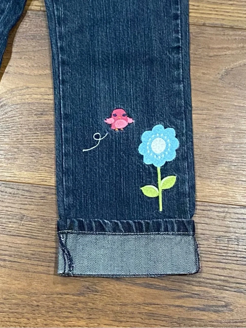 Gymboree Girls ‘Smart and Sweet’ Embroidered Cuff Jeans Size 3T